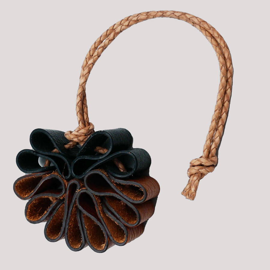 Furukongleveske Charm Skinn Svart og Brun