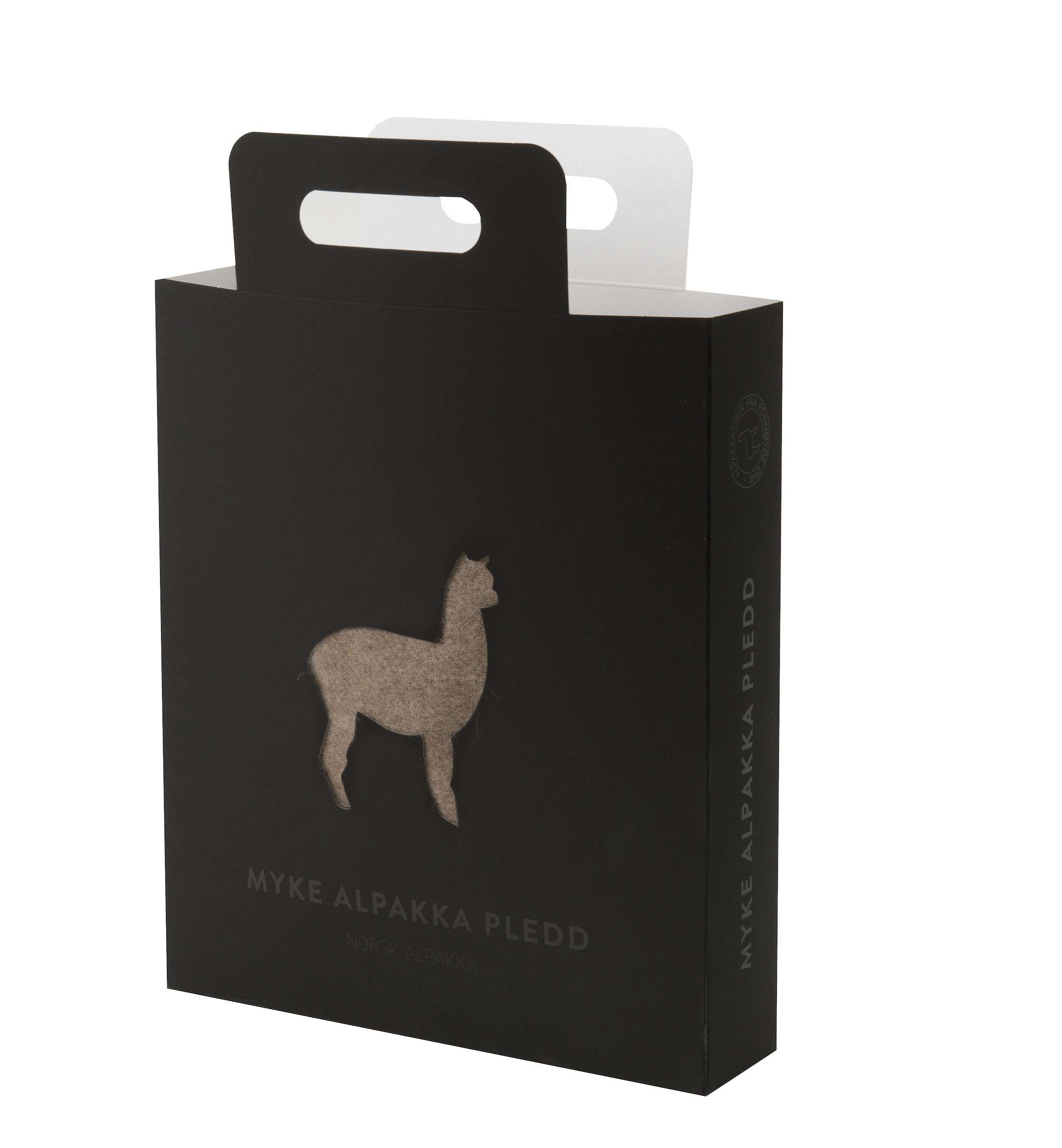 Alpakkapledd - ensfarget naturfarget sort, Herringbone