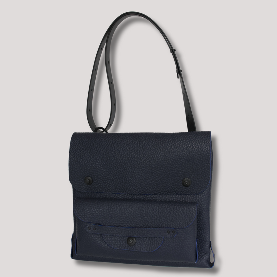 Satchel 和 Courtney 手包 意大利软皮革 海军蓝