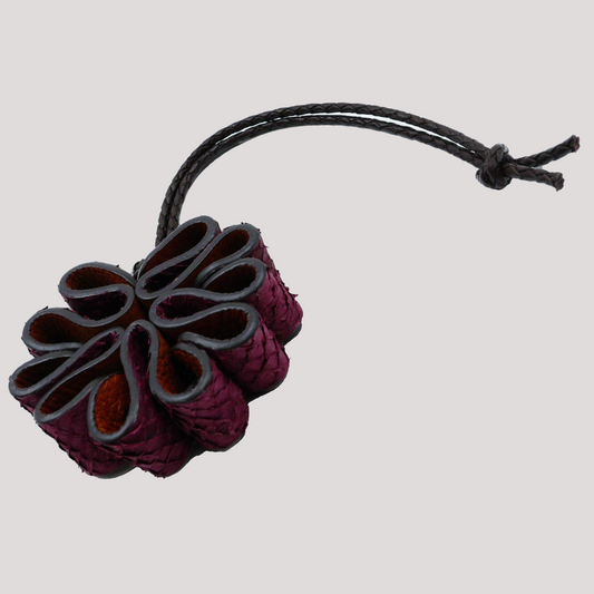 Pine Cone Bag Charm Salmon Burgundy