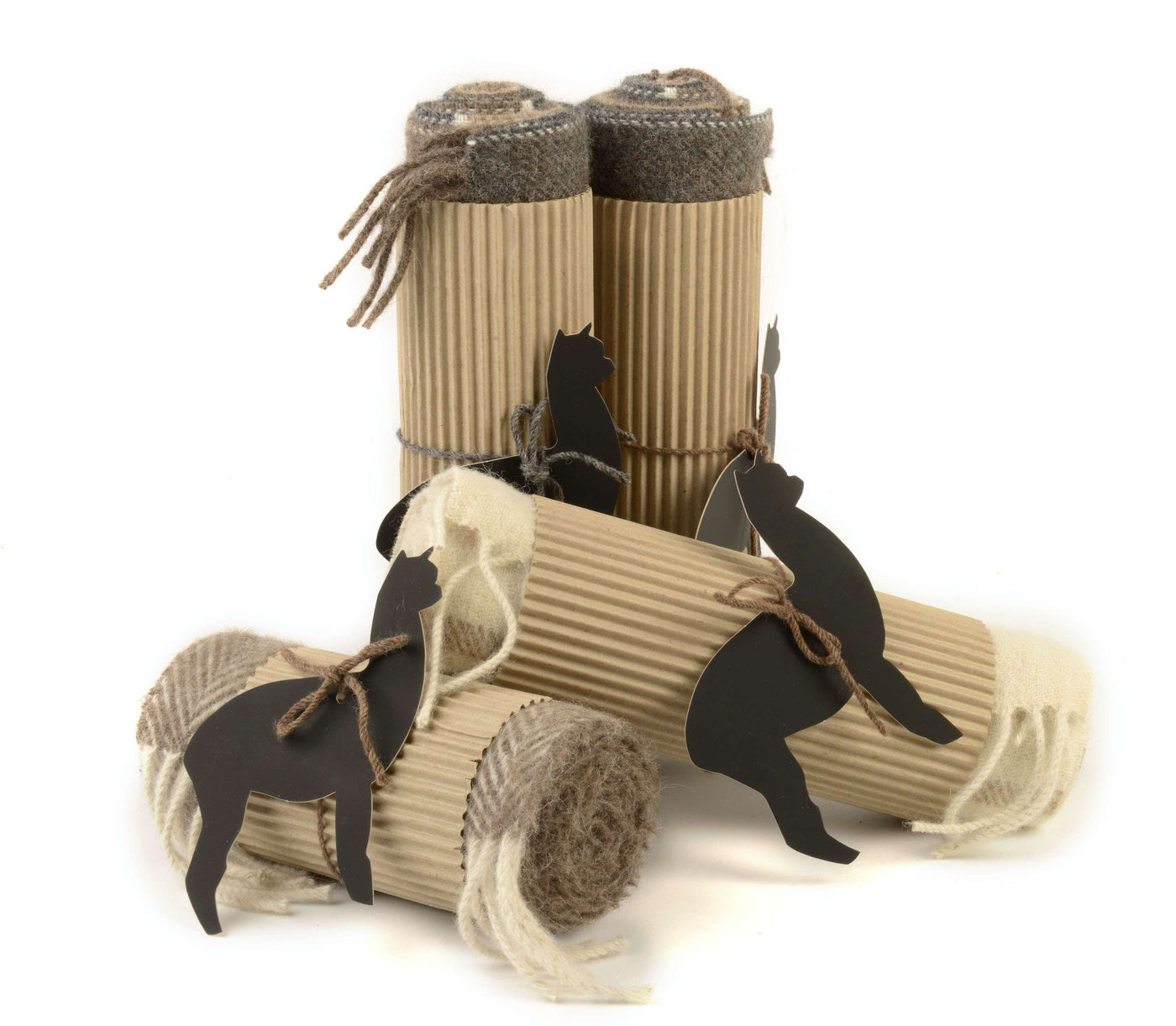 Alpakkaskjerf i  naturfarget beige og sort Herringbone