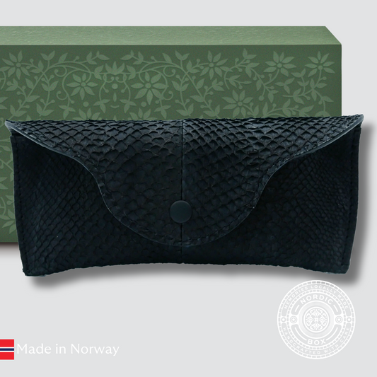 Black Norwegian Salmon Leather Glasses Case