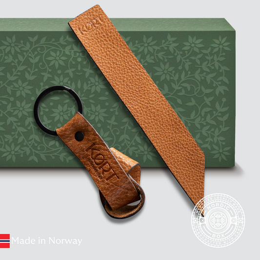 Tan Leather Bookmark and Keyring Set