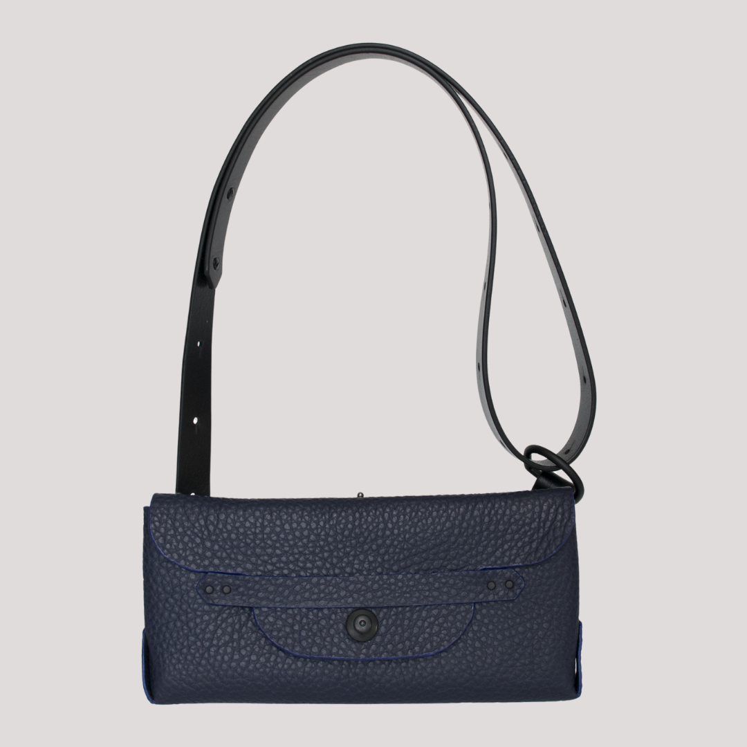 Satchel and Courtney Clutch Soft Italian Leather Navy