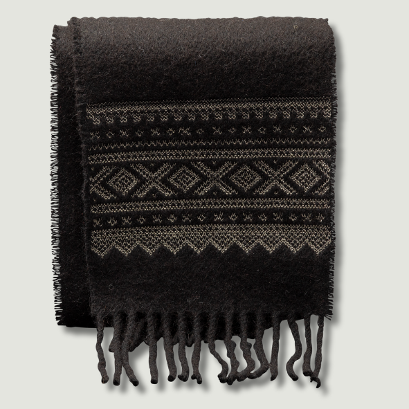 Marius® Alpaca scarf in natural color black with gold thread