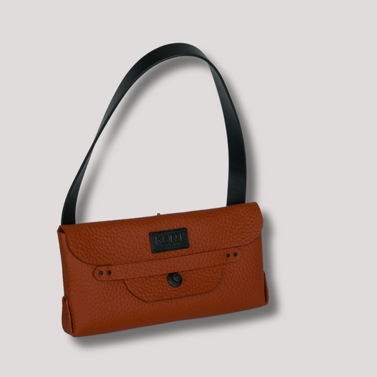 Courtney Clutch Italian leather Mattone