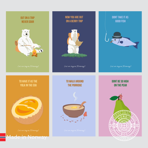 Humourous Norwegian Sayings Postcard Bundle of 6