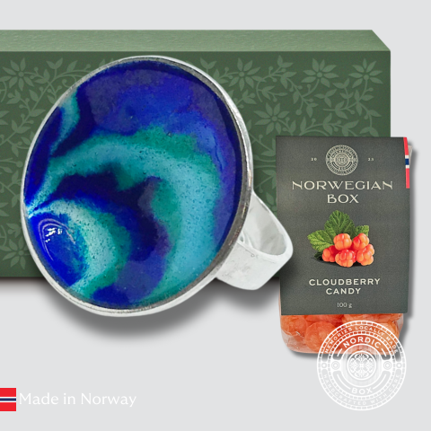 Silver and Enamel Northern Lights Adjustable Ring and Clouberry Candies