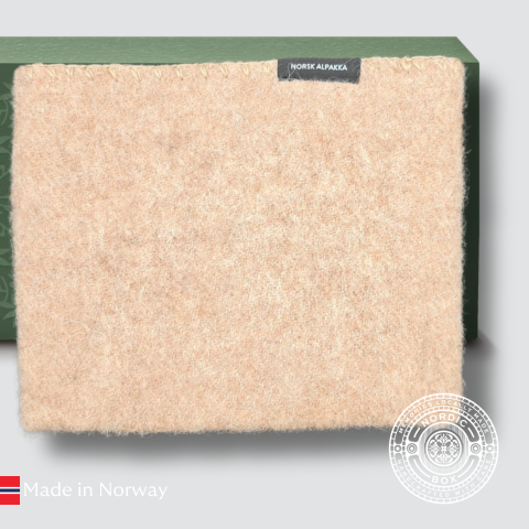 Rutete hvitt og beige medium ufarget alpakkaskjerf - M