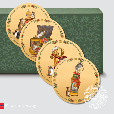 Set of 4 Wooden Christmas Coasters