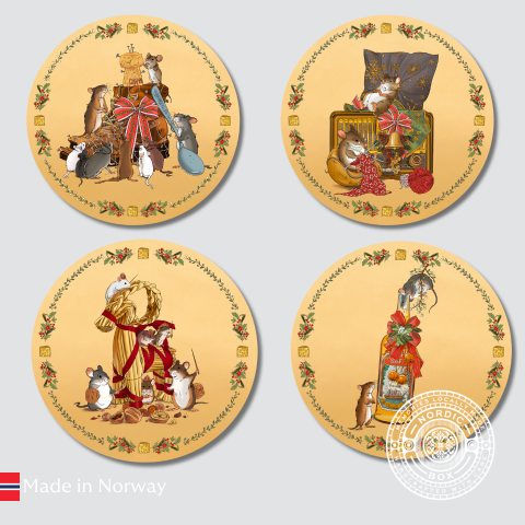 Set of 4 Wooden Christmas Coasters