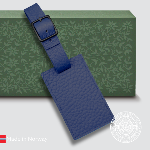 Navy Italian Leather Luggage Tag