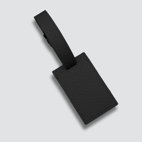 Black Italian Leather Luggage Tag