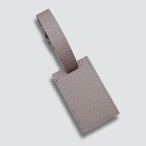 Taupe Italian Leather Luggage Tag