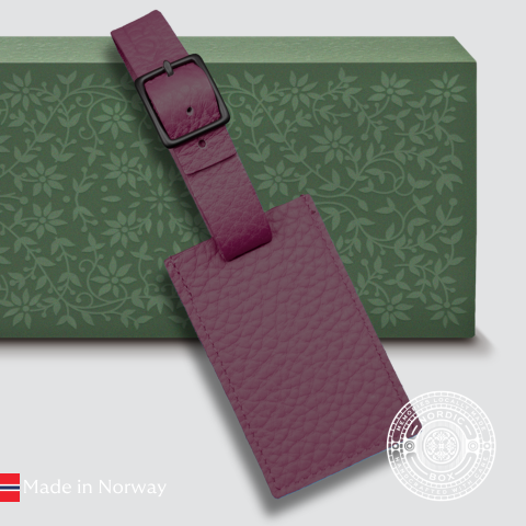 Burgundy Leather Luggage Tag