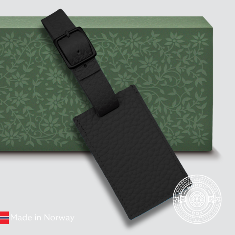 Black Italian Leather Luggage Tag