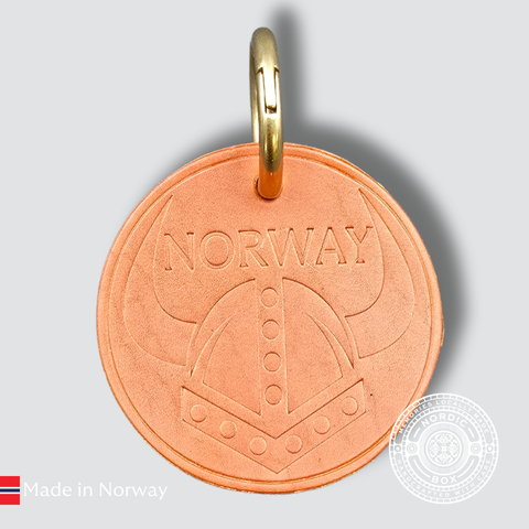 Tan Leather Viking Helmet Keyring