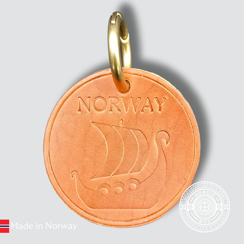 Tan Leather Viking Ship Keyring