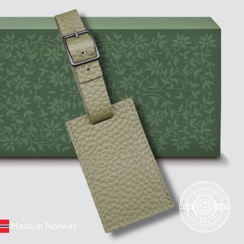Olive Leather Luggage Tag