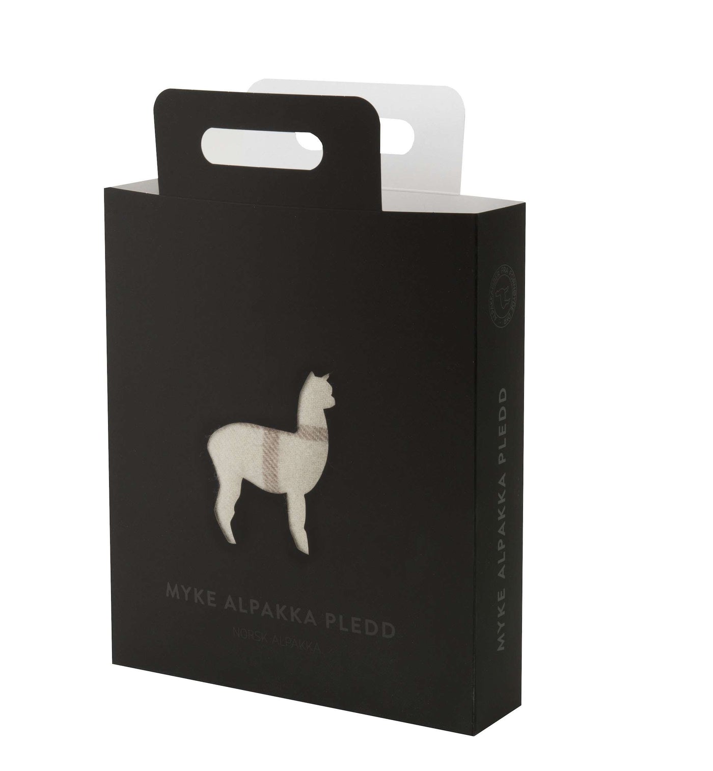 Alpakkapledd - naturfarget sort/beige, Herringbone
